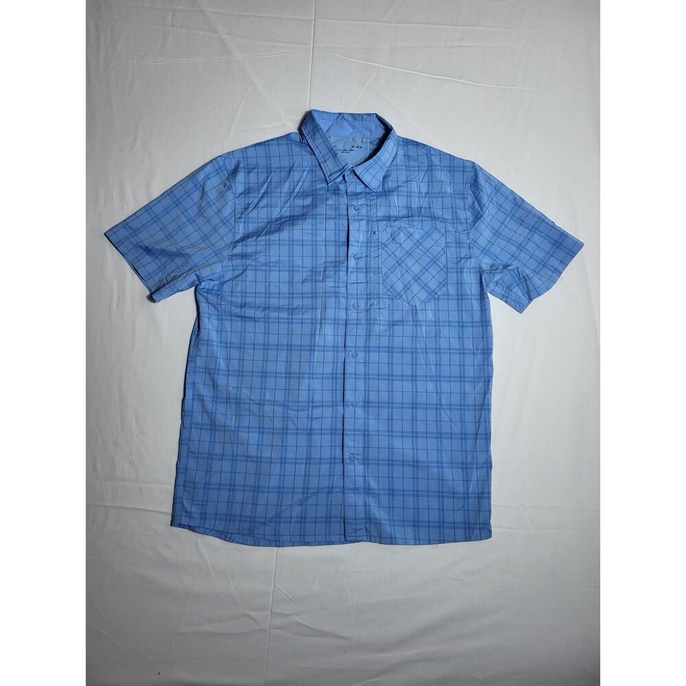 Under Armour Men’s Large Blue Plaid Button Down Performance Shirt Lightweight